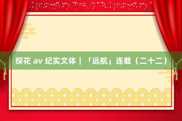 探花 av 纪实文体｜「远航」连载（二十二）