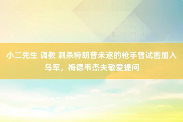 小二先生 调教 刺杀特朗普未遂的枪手曾试图加入乌军，梅德韦杰夫敬爱提问