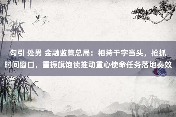 勾引 处男 金融监管总局：相持干字当头，抢抓时间窗口，重振旗饱读推动重心使命任务落地奏效