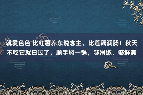 就爱色色 比红薯养东说念主、比莲藕润肠！秋天不吃它就白过了，顺手焖一锅，够滑嫩、够鲜爽