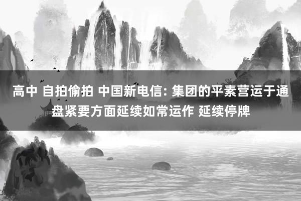 高中 自拍偷拍 中国新电信: 集团的平素营运于通盘紧要方面延续如常运作 延续停牌