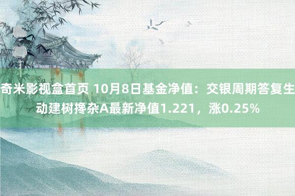 奇米影视盒首页 10月8日基金净值：交银周期答复生动建树搀杂A最新净值1.221，涨0.25%