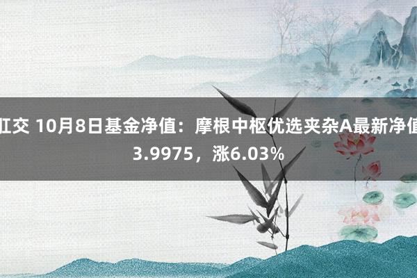 肛交 10月8日基金净值：摩根中枢优选夹杂A最新净值3.9975，涨6.03%