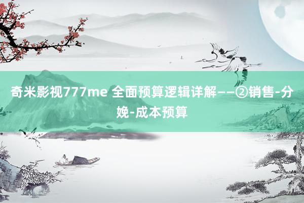 奇米影视777me 全面预算逻辑详解——②销售-分娩-成本预算