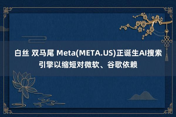 白丝 双马尾 Meta(META.US)正诞生AI搜索引擎以缩短对微软、谷歌依赖