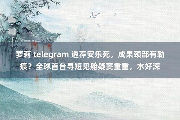 萝莉 telegram 遴荐安乐死，成果颈部有勒痕？全球首台寻短见舱疑窦重重，水好深