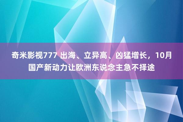 奇米影视777 出海、立异高、凶猛增长，10月国产新动力让欧洲东说念主急不择途