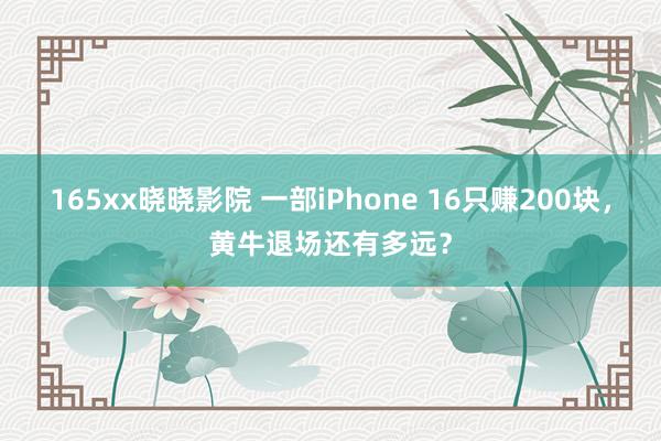 165xx晓晓影院 一部iPhone 16只赚200块，黄牛退场还有多远？