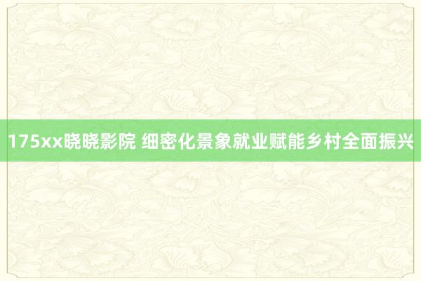 175xx晓晓影院 细密化景象就业赋能乡村全面振兴