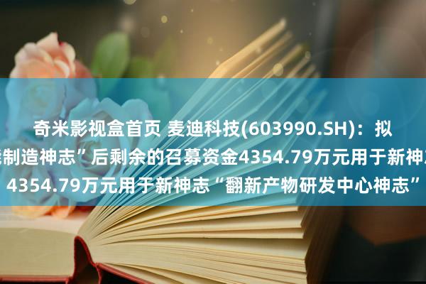 奇米影视盒首页 麦迪科技(603990.SH)：拟隔绝“高效太阳能电板智能制造神志”后剩余的召募资金4354.79万元用于新神志“翻新产物研发中心神志”