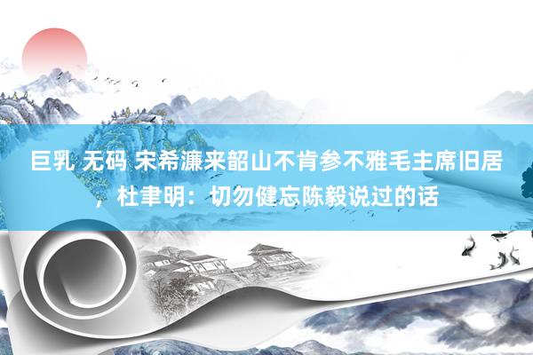 巨乳 无码 宋希濂来韶山不肯参不雅毛主席旧居，杜聿明：切勿健忘陈毅说过的话