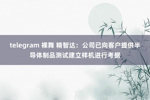 telegram 裸舞 精智达：公司已向客户提供半导体制品测试建立样机进行考据