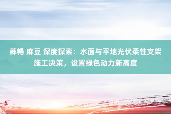 蘇暢 麻豆 深度探索：水面与平地光伏柔性支架施工决策，设置绿色动力新高度