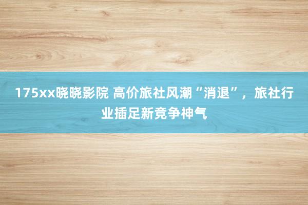 175xx晓晓影院 高价旅社风潮“消退”，旅社行业插足新竞争神气