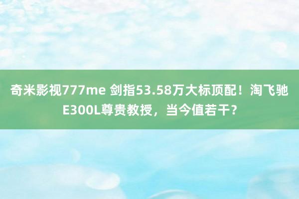 奇米影视777me 剑指53.58万大标顶配！淘飞驰E300L尊贵教授，当今值若干？